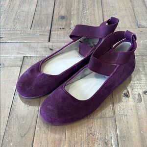 Elephantito berry suede ankle strap ballet flats